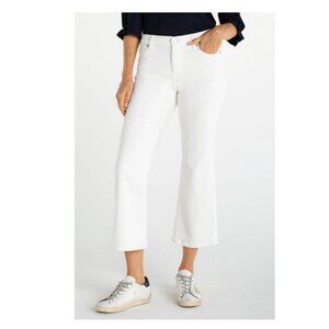 Liverpool Los Angeles 10P Hannah Crop Flare White Denim Jeans Wide Leg Ankle